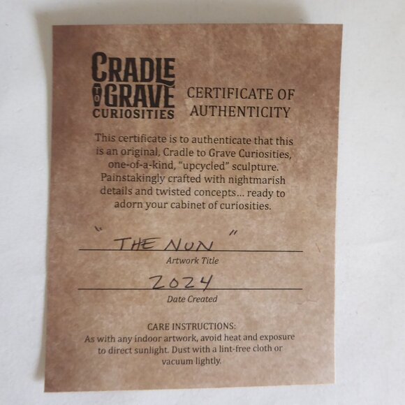 NEW OOAK  10.5” THE NUN CURIOSITIES UPCYCLED GOTHIC HALLOWEEN HORROR BUST ODDITY - Picture 11 of 13